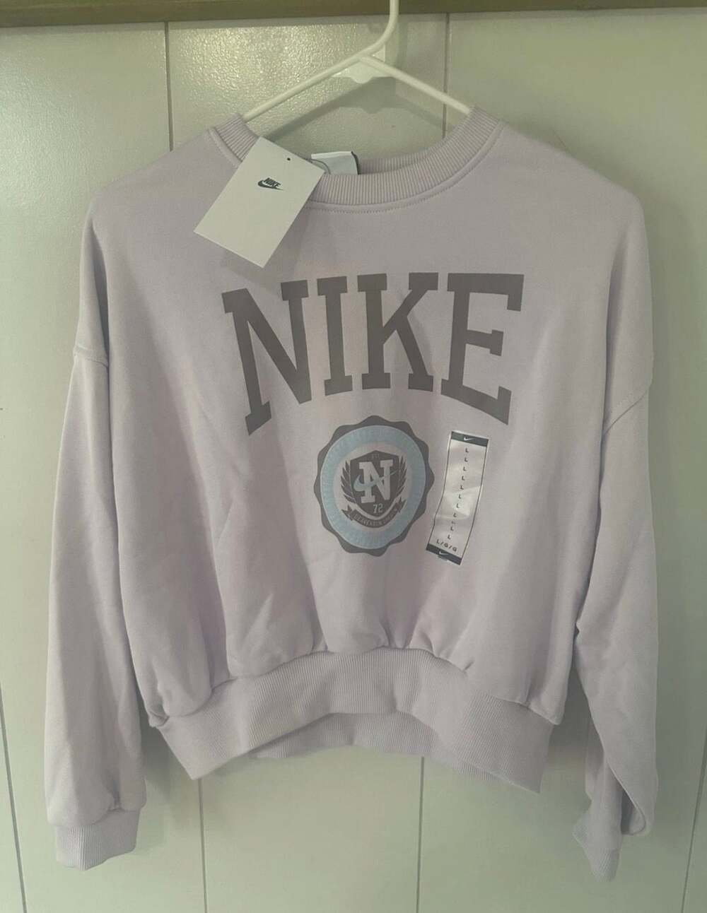 Nike Sportswear Club French Terry Crew Sweatshirt Size Girls L Purple